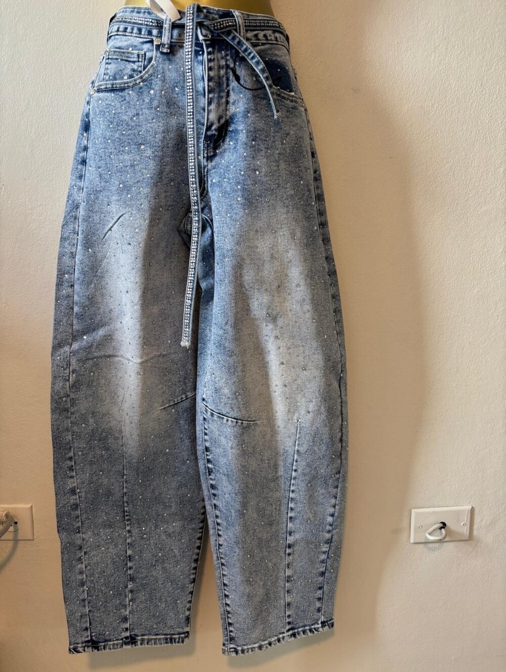 Speckled Light Wash Wide Leg Jeans